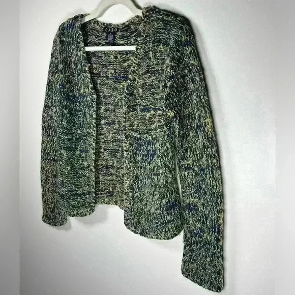 CABO Open Front Cardigan Cozy Chunky Knit Blue Green Mohair Women’s Size Small - Picture 7 of 10